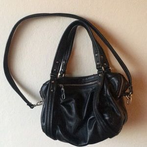 GAP BAG Slouchy Double Zipper Black Satchel